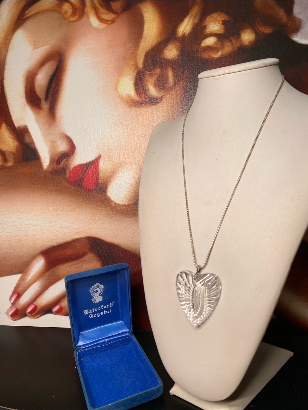 Waterford Crystal Heart Pendant Sterling Silver Chain